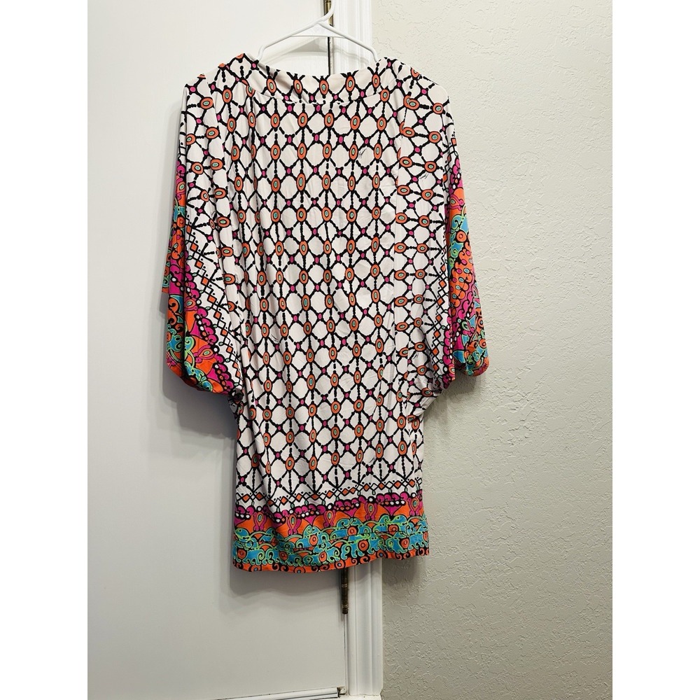 Trina Turk White Colorful Long Blouse Size Small - Picture 5 of 5